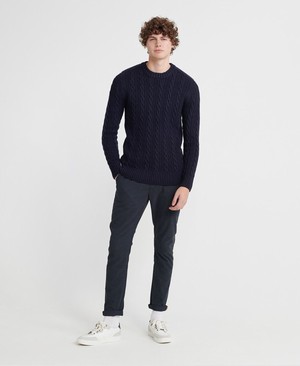 Superdry Jacob Crew Neck Férfi Ugró Sötétkék | HVLUO2975